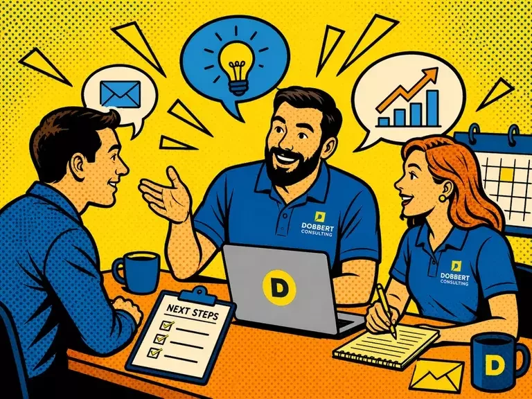 illustration of business owners talking to us about their business