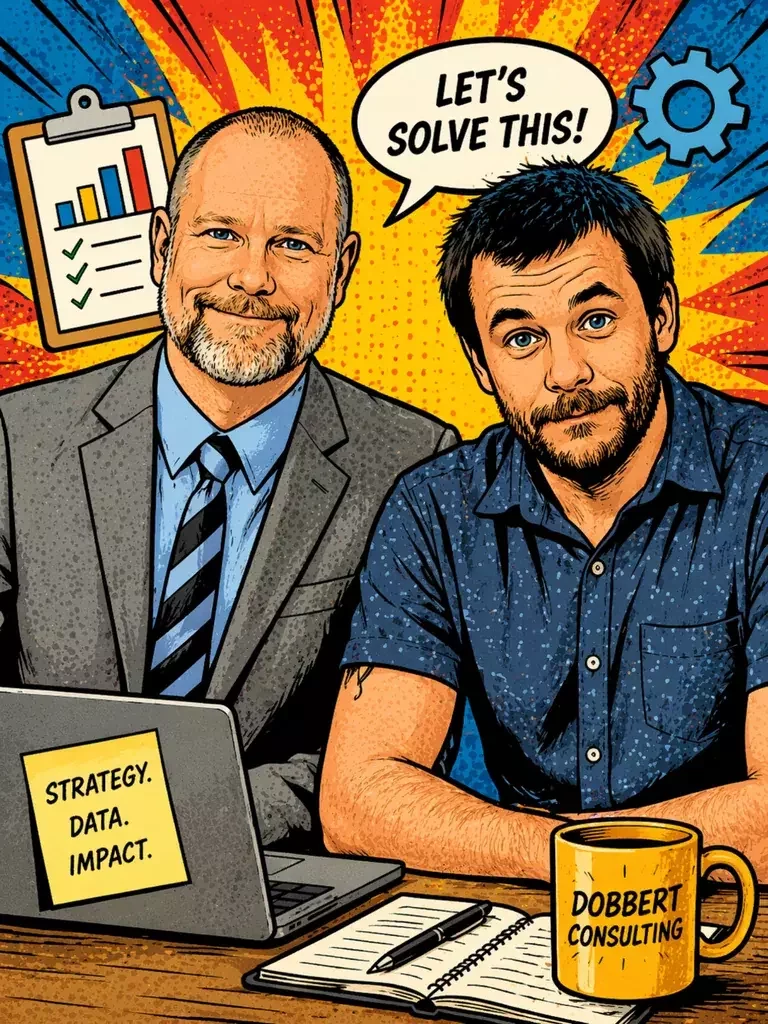 illustration of Brandon and Joe at a desk