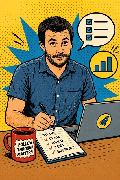 illustration of Brandon working on a to-do list
